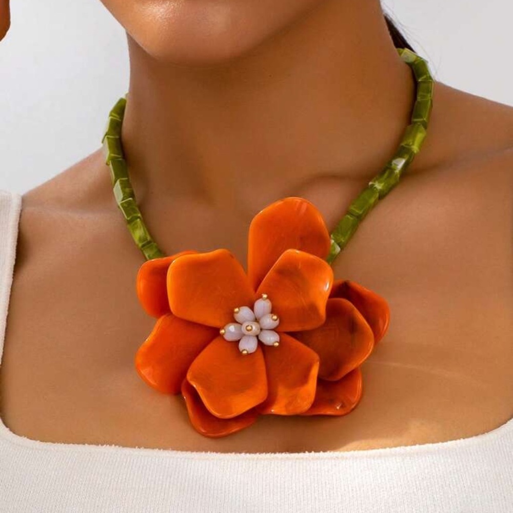 flower statement necklace A1493 - Picture 1 of 4